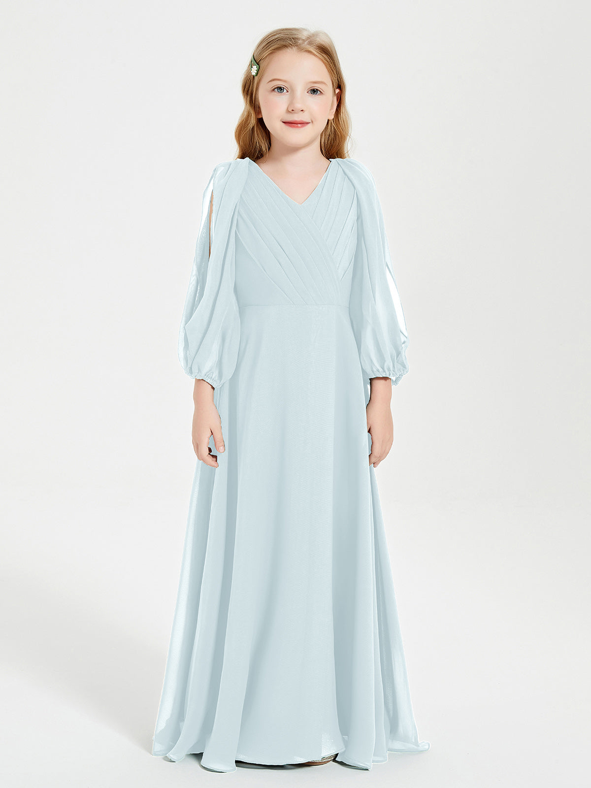 Modest Long Sleeved Junior Bridesmaid Gowns Mist
